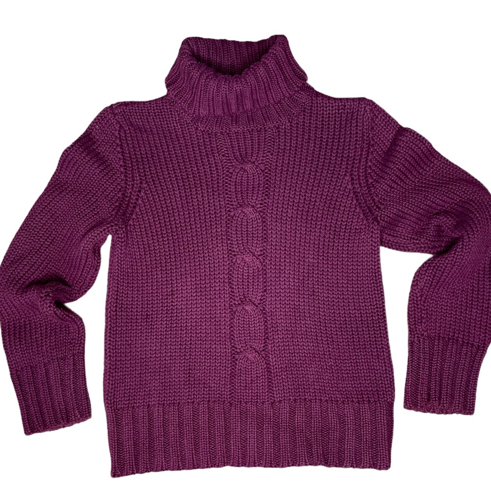 American Eagle Outfitters Purple Cowl Neck Chunky Sweater Size: Large